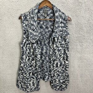 Chico's Black and White Knit Cardigan Vest